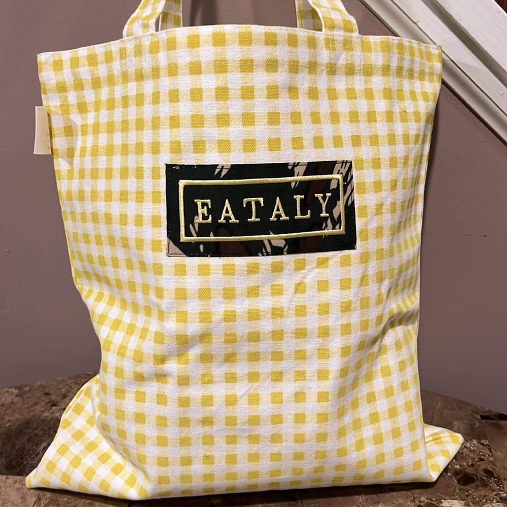 EATALY Checkered Shopper Tote Bag - Picture 2 of 7